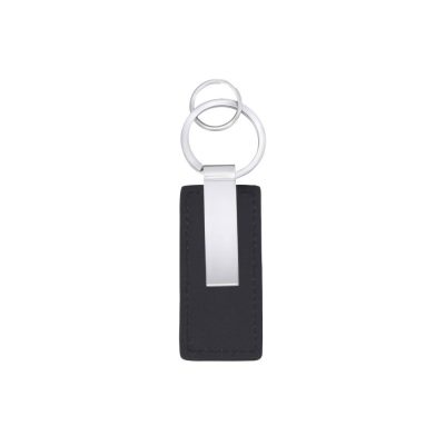 Fred Bennett Black Leather Key Chain with Engravable Tag