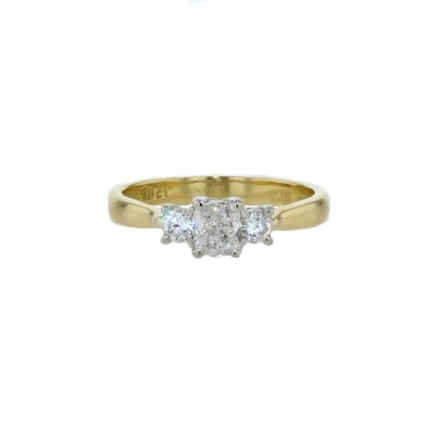 Cushion Shaped Three Stone Diamond Ring