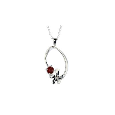 Sterling Silver Burren Pendant set with Garnet