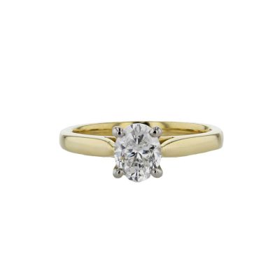 Oval 1.20ct LAB Diamond Ring,18ct Yellow Gold & Platinum Setting