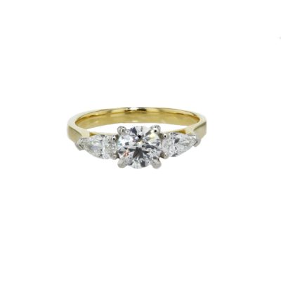 Three Stone 1.44ct Engagement Ring with Pear-Shaped Side Diamonds