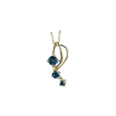 London Blue Topaz 9ct Gold Hand-forged Pendant