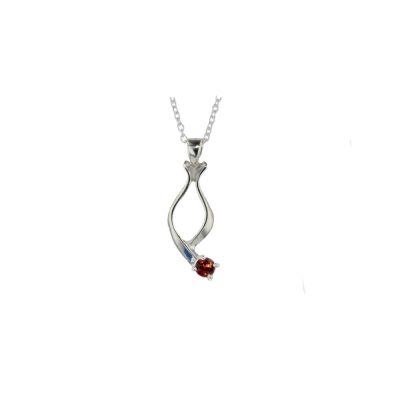 Sterling Silver Tapered Pendant with Synthetic Ruby
