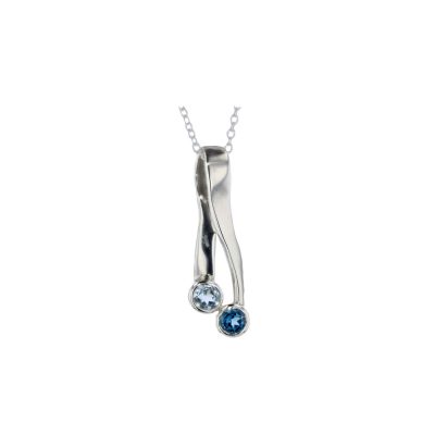 Sterling Silver Handforged Pendant with Blue Topaz