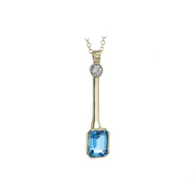 Bespoke 2.80ct London Blue Topaz & Diamond Pendant