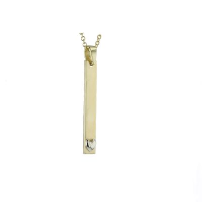9ct Gold Ingot Pendant with White Gold Heart