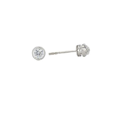 0.32ct Diamond Bezel-Set Stud Earring,18ct White Gold