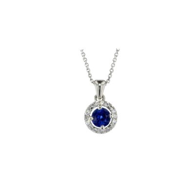 Sapphire & Diamond 18ct White Gold Pendant