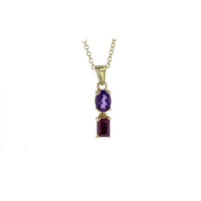 Garnet & Amethyst Bespoke Pendant – 9ct Gold