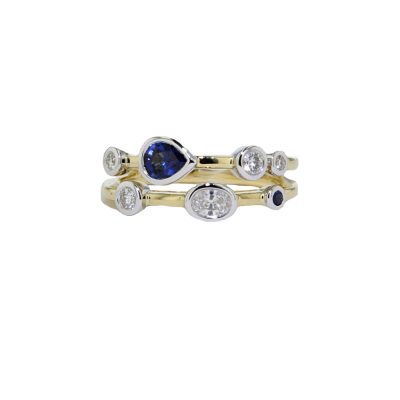 Sapphire and Diamond Multistone Ring in 18ct Yellow Gold