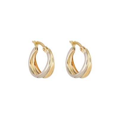 9ct 2 Tone Gold Hoop Earrings